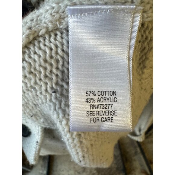 Shawl Collared Heavy Knit Cardigan Button-Down Cream Grey Mens Sweater XXL Sonom - Picture 6 of 9